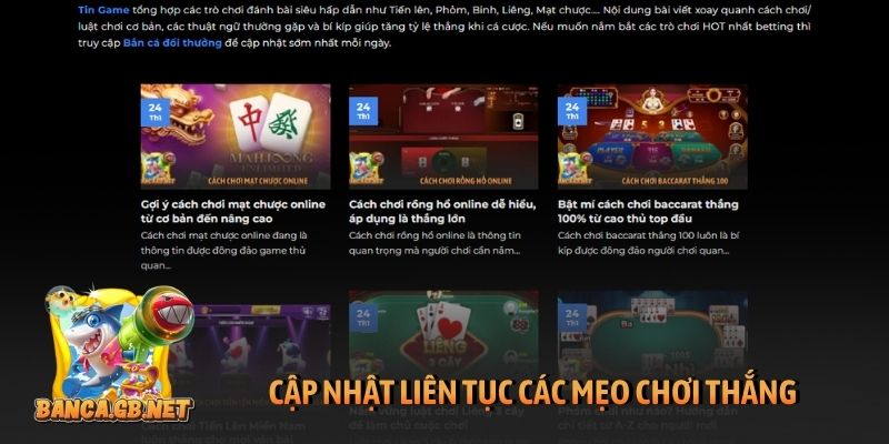 Cập nhật liên tục các mẹo chơi thắng