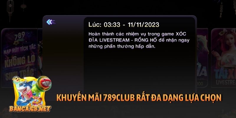 Khuyến mãi 789club rất đa dạng lựa chọn