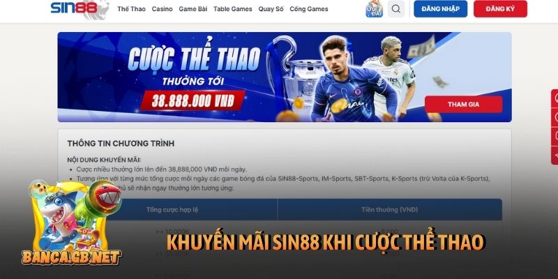 Khuyến mãi Sin88 khi cược thể thao