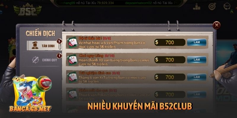 Nhiều khuyến mãi B52club
